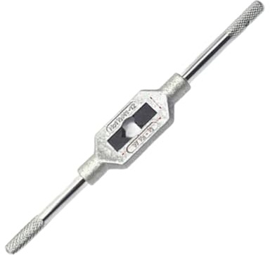 KinetiCore Adjustable Tap Wrench Handle, Metric M1-M12 & Imperial 1/16-1/2 Capacity, Medium Carbon Steel Nickel Plated Hand Tapping Tool for Machinist, DIY & Repair