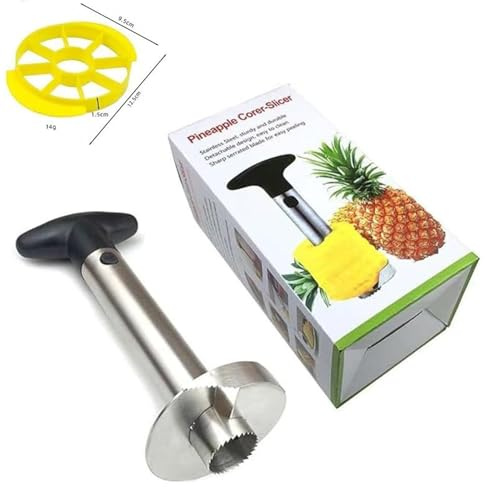 Pineapple Corer and Slicer Tool 2 in 1 Stainless Steel Pineapple Cutter, Peeler Combo with Sharp Blades, Corer Remover, Mess-Free Fruit Prep