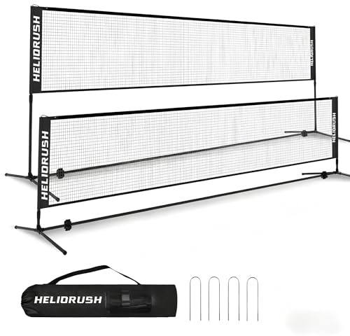 HELIORUSH Badmintonnetz Outdoor Höhenverstellbar, 3m Tragbares Volleyball Netz für Garten mit Stabiler Stahlrahmen & HDPE Netz, Federballnetz für Garten, Pool, Strand, Tennis, Kinder & Erwachsene