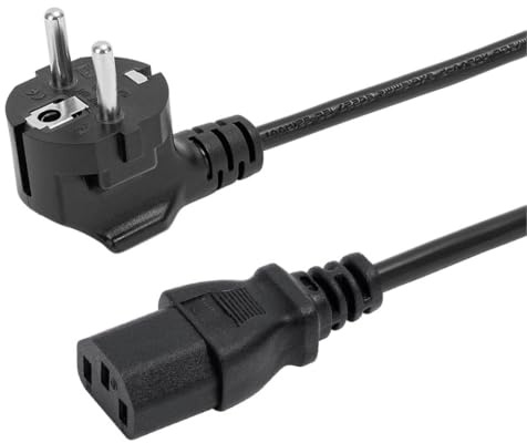 Câble d'alimentation Universel - Cordon Secteur PC 3 Broches (Schuko vers IEC C13) 250V 16A pour Ordinateur de Bureau, Écran, TV, Micro-Ondes- Rallonge Électrique Robuste (1.5M)