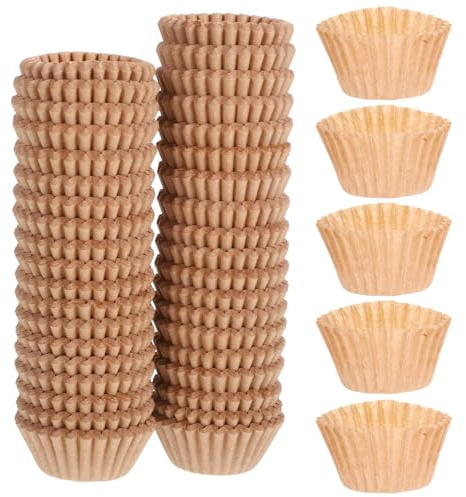 JOINPAYA 1000 Piezas de Capacillos Marrones de Papel para Hornear, Moldes Redondos Desechables para Cupcakes y Mini Muffins Estilo Rústico para Repostería en Casa
