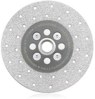 SHDIATOOL 4-1/2 Inch Diamond Cutting Grinding Disc Fits 5/8-11 Arbor for Marble Ceramic Double Sided Vacuum Brazed Fast Cutting Shaping Grinding Wheel Grit 40/50