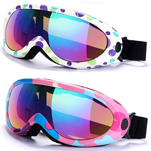 Rngeo Occhiali da sci, confezione da 2, occhiali da snowboard per bambini, ragazzi e ragazze, ragazzi e uomini