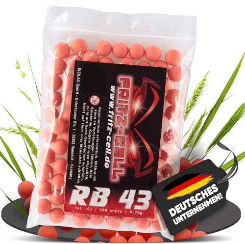Fritz-Cell Rubberballs Kaliber .43 Gummigeschosse orange – 100 Stück