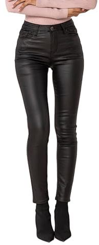 Nina Carter LC001 Pantaloni da donna a vita alta in effetto pelle, push-up, jeans stretch, S szczupły