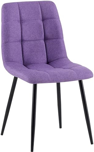 CLP Esszimmerstuhl Antibes I Küchenstuhl gepolstert mit gestepptem Stoffbezug I Polsterstuhl mit Metallgestell I bis 150 kg belastbar, Farbe:lila