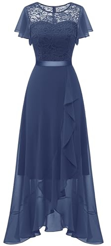 BeryLove Robe de soirée formelle pour femme 2023 avec fente fendue, robe longue en dentelle, Violet gris, Taille 3XL
