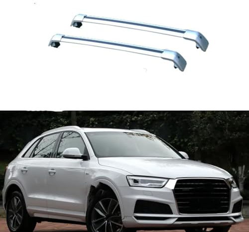 BEABAG 2 Stück Dachträger für Au-di Q3 5 Door SUV 2011 2012 2013 2014 2015-2018, Aluminium Abschließbar Dachgepäckablage Querträger Cargo Gepackträger Dachgepäckträger Zubehör,B-Silver