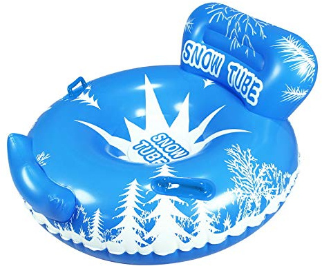 Kid snow toy, Snow toys for kids, Inflatable ski snow tube Sled for Kids and adults, Snow toys for winter sport fun with big backrest (Dia 130 cm，0.6mmPVC)