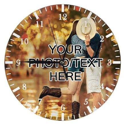 Reloj Personalizado Con Foto, Reloj De Pared Con Foto Y Texto Personalizado Para Salón, Dormitorio, Casa Adornos Decorativos Reloj Personalizado Regalo Para La Familia Aniversario Boda Día De La Madre