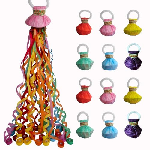 50 Pack Streamer Poppers, 6 Color Mix No Mess Confetti Poppers，Party Poppers No Mess Streamers Easy to Clean Handheld Streamer Cannon，Ideal for Celebrations and Events
