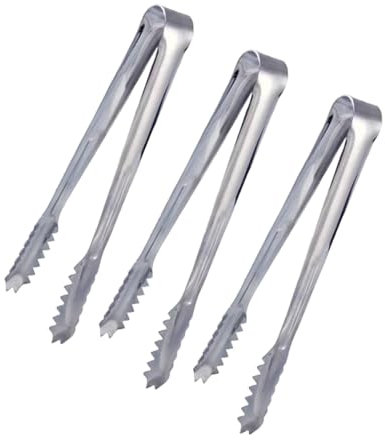 3 Pièces Pinces Alimentaires Pince à Sucre En Inox Pinces à Glace Silver PRETYZOOM