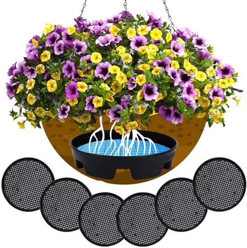UPINS 12 Pcs Invisible Self Watering Planter, 5.3 Inches Insert Auto Hanging Basket Planter Watering Devices Plastic Soil Water Retaining Drip Pan Water Catcher Saucer for Window Box Basket