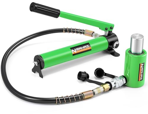 Newhai Hydraulic Porta Power Kit 10 ton Hydraulic Ram Jack + cp-180 Hand Pump Hydraulic Lifting Cylinder Tool Retract Automatically for Industrial Factory DIY Use