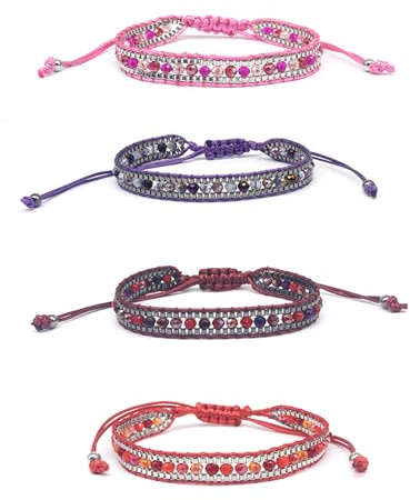 TONAUP Böhmische Gewebte Armbänder, Handgefertigt Verstellbar Freundschaftsarmbänder, Geflochtenes Wickelarmband Armband für Damen Herren Handgelenk Fußkettchen