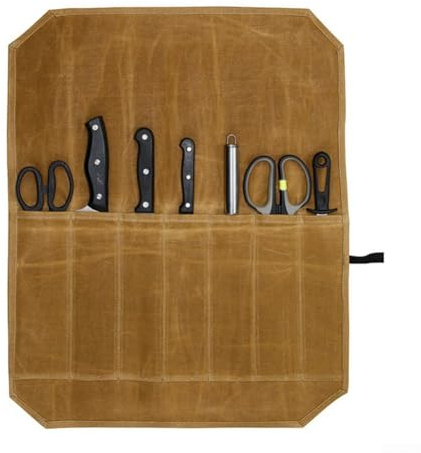 MeevrgR Compagnon de voyage culinaire portable en toile cirée avec espace de rangement organisé, Voir image, Khaki