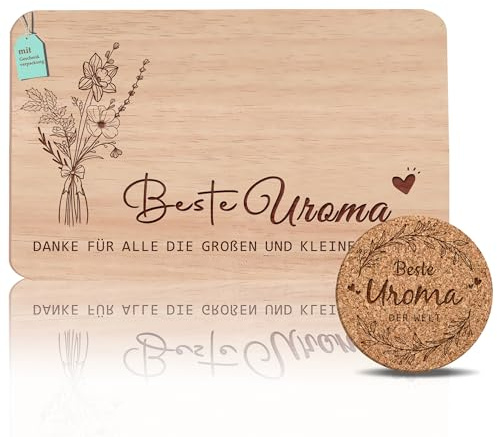 Juego de tablas de desayuno Uroma, tabla para pan con grabado, regalo para madre de madera de haya, idea de regalo ideal para el día de la madre, cumpleaños, Navidad