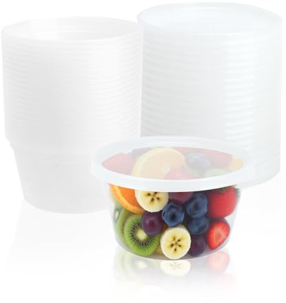 24 contenedores Deli reutilizables de 360 ml recipientes de plástico redondos con tapa