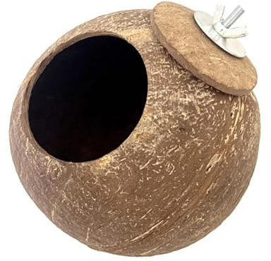ZBIianxer Nid d ' Oiseau en Coquille de Noix de Naturelle, abri de Repos, cabane avec Doublure Douce pour Petits Oiseaux, perruches et inséparables, nid d ' Oiseau calopsitte