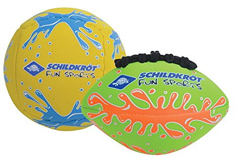 Schildkröt Mini-Ball-Duo Pack, Set bestehend aus 1 Volley und 1 American Football, Ø 9cm, griffig und salzwasserfest, ideal für Strand und Wasser, 970282