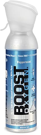 Boost Oxygen Sauerstofflasche für Unterwegs mit 95% Sauerstoff - 1x5L Sauerstoffdose mit Sauerstoffmaske für mehr als 100 Inhalationen - mobiler Sauerstoff Inhalator (Pfefferminz Geschmack)