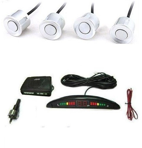 Kit 4 Sensores Aparcamiento Blancos Alarma Acústico pantalla LED coche furgoneta