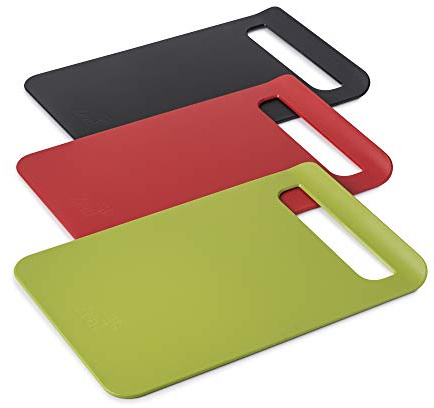 Zeal LSET13 Kitchen Slimline Chopping Board, Set of 3, 34x23cm (Red/Black/Lime), 34x23cm/Lime 34x23cm/Black