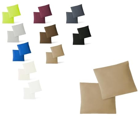 EXKLUSIV HEIMTEXTIL Kissenbezug Hülle Doppelpack mit Reißverschluss 40 x 40 cm Jersey Sand