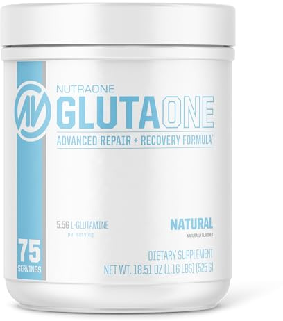 NutraOne GlutaOne L-Glutamine Powder Post Workout Recovery Supplement (75 Servings)