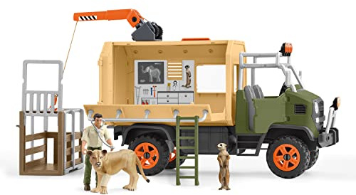 Schleich WILD Life | Großer Truck Tierrettung 42475 | 45 Teile | Spielset ab 3 Jahren | Set mit Figuren, vielen Funktionen und zahlreichem Zubehör | detailgetreue Tierfiguren