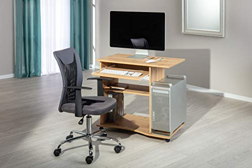 Inter Link – Schreibtisch – Laptoptisch – Computertisch - Auf Rollen – Ausziehbare Schublade – Mini Bürotisch – Laminatbeschichtet – 80 x 50 x 75cm - Eiche Artisan Nachbildung– Addu