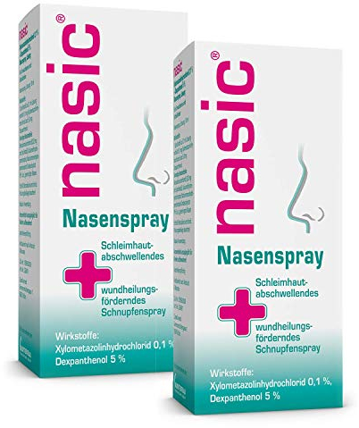 nasic Nasenspray mit dem Wirkplus | Abschwellendes & wundheilungsförderndes Schnupfenspray für Erwachsene & Schulkinder | Mit Xylometazolin & Dexpanthenol | Sparset mit 2 x 10 ml