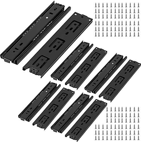 HOIGON 5 Pair 8 Inch Full Extension Drawer Slides, Heavy Duty Drawer Slides with Ball Bearing, Telescopic Shelf Slides Side Mount for Cabinet