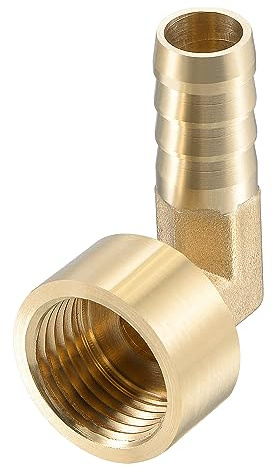 sourcing map Latón Manguera Púa Montaje Codo, 12mm Púas x G1/2 Hembra Tubo Conector Adaptador para Agua Combustible Aire