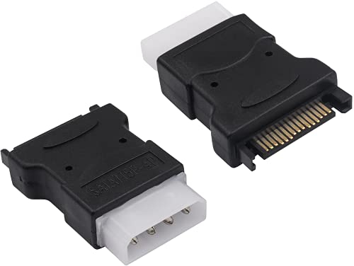 Duttek Molex to SATA Power Adapter, 4 Pin Male IDE Molex to 15 Pin Male SATA Adapter Converter for PC Power Cables Connecting Hard Disk Drive HHD/SSD/DVD RW, 2 Pack