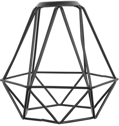 Cabilock Käfig-Lampenschirm aus Metall für E27-Fassung, Schwarz | Geometrische Drahtstruktur mit offener Lichtwirkung, geeignet zur dekorativen Erneuerung vorhandener Innenleuchten