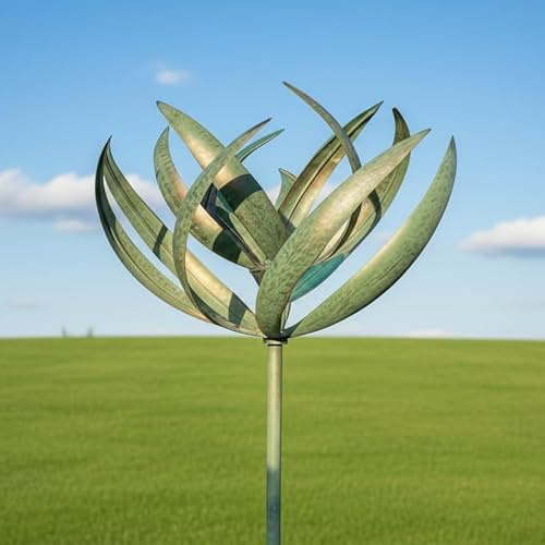 Burghley wind sculpture spinner variations (Verdigris with Gold brush)