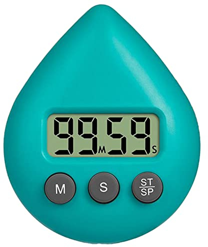ZYNCUE Horloge de salle de bain - Minuteur de douche numérique étanche - En forme de goutte d'eau - 5 couleurs - Économie d'énergie - Minuteur de cuisine (vert)