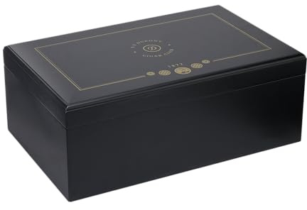 S.T. Dupont Humidor: Medium, Premium, 100 Zigarren, Zedernfurnier und mattschwarzer Lack mit Cigar Club Dekor