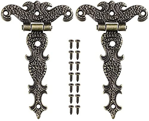 EdirFtra 2Pcs Retro Bronze Scharniere Dekorative Zink-Legierung T Band Tür Scharniere Vintage Rustikalen Antiken Tür Scharniere Geeignet Für Tor Tür Schrank Schrank 11 * 7cm