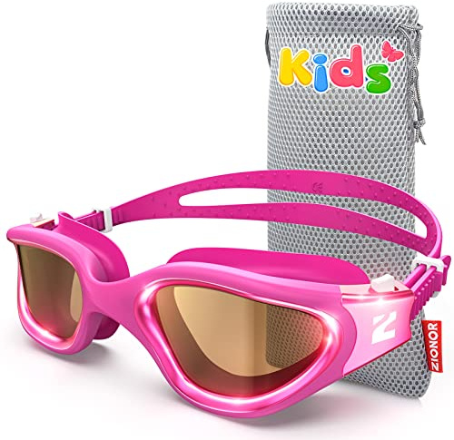 ZIONOR G1MINI ULTRA Gafas de natación polarizadas fotocromáticas para niños y niñas, protección UV, a prueba de fugas, correa fácil ajustable para natación