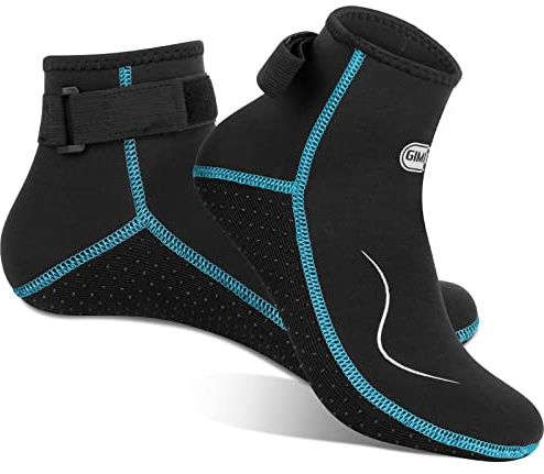 Gimilife Schwimmsocken für Herren und Damen, 3 mm, Neoprensocken, Tauchsocken, Thermo-Wassersocken, Schwimmsocken für Strandaktivitäten, Tauchen, Schnorcheln, Surfen, Low Cut / Schwarz-Aqua, XL