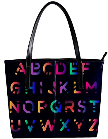 Schultertasche, leicht, lässig, Schultasche, Lehrertasche, Handtasche, Geldbörse, bunter Farbverlauf, Alphabet-Vorlage, Mehrfarbig