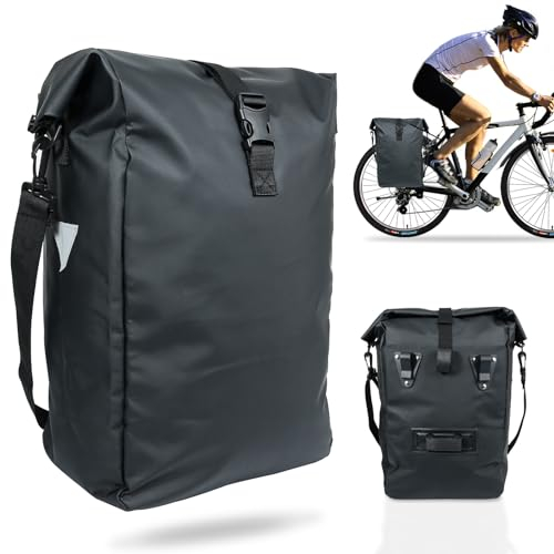FINEW Fahrradtasche für Gepäckträger 20L - 100% Wasserdicht，Gepäckträgertasche Multifunktionale Hinter Gepäcktasche Wasserdicht Rücksitztasche，2 in 1 Fahrrad reflektierende Umhängetasche Mit Tragegurt