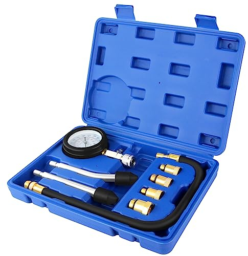 Awsuc Testeur de Compression de Cylindre de Moteur Essence Diesel, Testeur de Pression d'huile de Cylindre, 0-300 PSI / 0-20 Bar avec 4 Adaptateurs