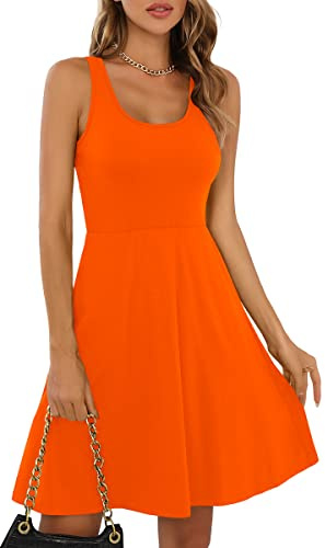 Missufe Robe d'été courte pour femme, style rockabilly, décontractée, patineuse, robe débardeur