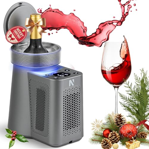 NEWTRY Refroidisseur de vin électrique, seau réfrigérant pour bouteille de vin standard de 750ml, avec câble d'alimentation automobile 12V, pour la dégustation de vin à température constante.
