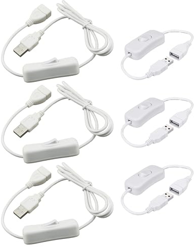 HUAZIZ USB Kabel mit Ein/Aus Schalter USB Stecker auf Buchse Verlängerungskabel(3 Stück 30cm Verlängerungskabel+3 Stück 100 cm Verlängerungskabel) für LED Schreibtischlampe, LED Streifen