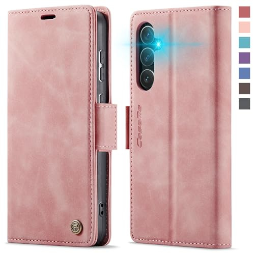 XYGLOW Handyhülle für Samsung Galaxy S24 5G Hülle Klappbar Premium PU Lederhülle Klapphülle【RFID Schutz】 Kartenfach Standfunktion Schutzhülle für Samsung S24 5G Flip Case Wallet Tasche Cover, Rosa