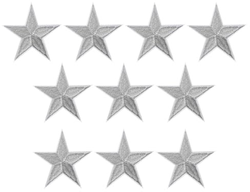 PATIKIL Aufbügelbare Aufnäher 10 Packung 5 Stern Aufnäher Bestickte Aufnäher Applikationen Verzierungen für Kleidung Jacken Hut Rucksack Reparieren Dekorationen Silber